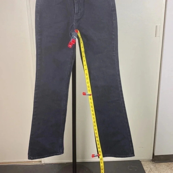 Black dark wash high rise 70’s casual flared leg pull on jeans size - Picture 12 of 16